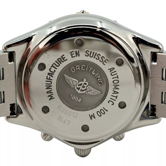 Vintage 37mm Breitling Chrono Cockpit White Dial Two Tone Auto Watch Ref B30012! - Picture 9 of 11